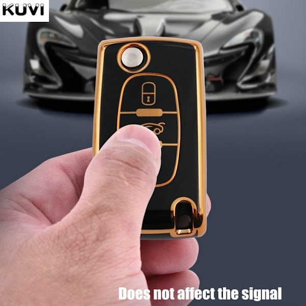 Nytt TPU Bilnyckelfodral Skydd För Peugeot 107 206 207 307 308 406 För Citroen Xsara Picasso C2 C3 C4 C5 C6 C8 Väska 3 button White