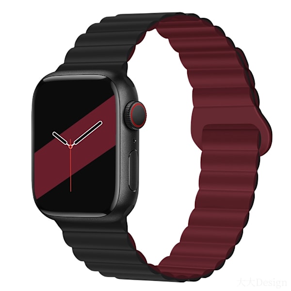 Klockarmband för Apple Watch iWatch 38/40/41MM stark magnetisk attraktion svart med vinrött