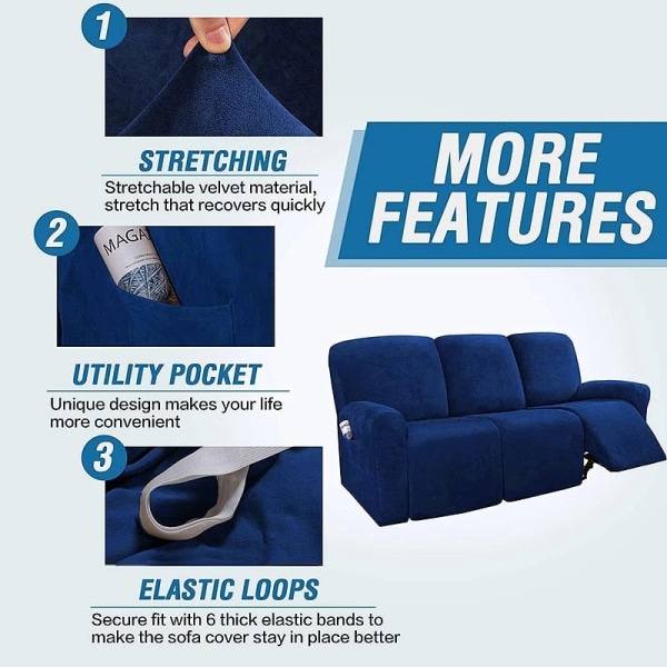 3-sits vilstol Cover All-inclusive Fåtölj Halkfri Relax Cover Elastisk mocka Soffa Stolskydd Recliner cover S4