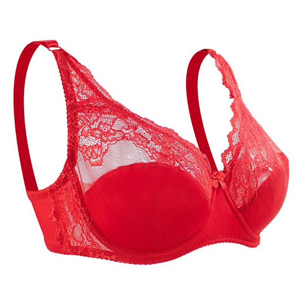Queenral Uusi pitsinen läpinäkyvä rintaliivi naisille, seksikäs alusvaate, kaarituellinen, brodeerattu kukkainen Bralette, plus-koko Blue 90D