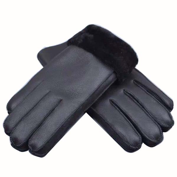 Nya Vinterhandskar för Män Varma Äkta Fårskinns-handskar för Män Termiska Get-päls Kashmir Äkta Läder Snöhandskar Manuella Black A One Size
