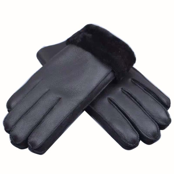 Nya Vinterhandskar för Män Varma Äkta Fårskinns-handskar för Män Termiska Get-päls Kashmir Äkta Läder Snöhandskar Manuella Black B One Size