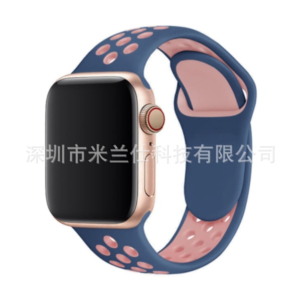 Klockarmband för Apple Watch iWatch 38/40/41/42mm-S10 utökad storlek ML kod 17 midnattsblå med rosa