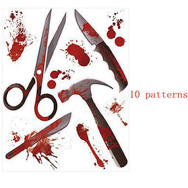 Store, flyttbare Happy Halloween-klistremerker Blodhender Halloween-dekorasjoner til hjem, bad, toalett, skrekkvinduer, veggklistremerker Style 4