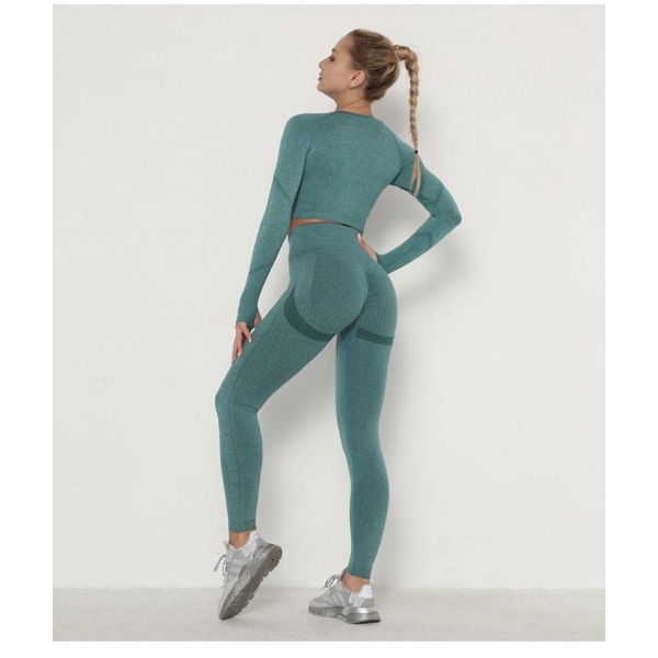 Yoga Sæt Kvinder Træning Sportstøj Fitness Tøj Leggings+ BH Sportsdragter BraPantsDarkgray L