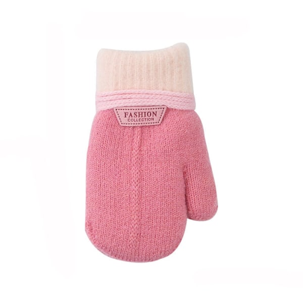 Lasten Käsineet Talvi Yhtenäinen Paksuuntuva Plus Velvet Halter Käsineet Lapsille Taapero Ulkona Pidä Lämpimänä Neulotut Lapaset Narulla F(1-3 Years)