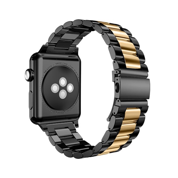 Klockarmband för Apple Watch iWatch 42/44/45/49mm svart med guldplätering