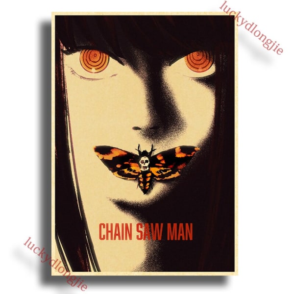 Chainsaw Man Anime Affisch Retro Kraftpapper Vintage Heminredning Målning Vardagsrumsbild Gåva Väggdekaler Caféinredning Konst Vägg 42X30cm(A3) 42