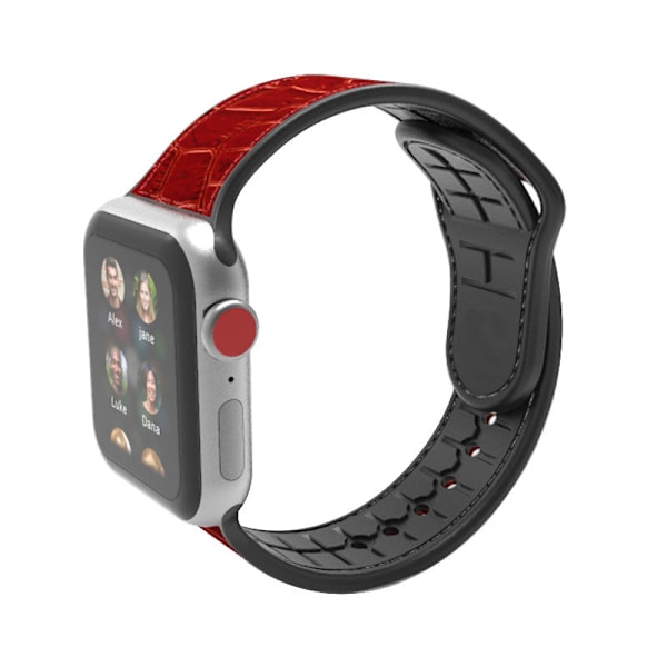 Läderarmband för Apple Watch och Apple Watch Single buckle crocodile skin red Suitable for 42/44mm