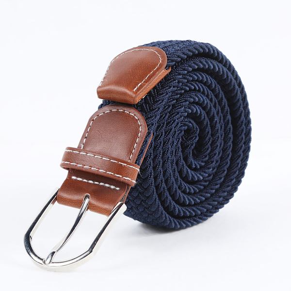 Herr Casual Stretch Vävt Läderbälte Unga Studenter Vävt Canvas Spänne Elastiskt Midjeband Beige 135cm