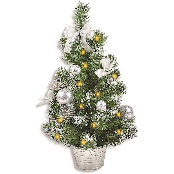 Riffelmacher Utsmyckad Julgran Belyst 50cm 20258 - Silver - Julgran med Ljusslinga Rosetter Julgranskulor