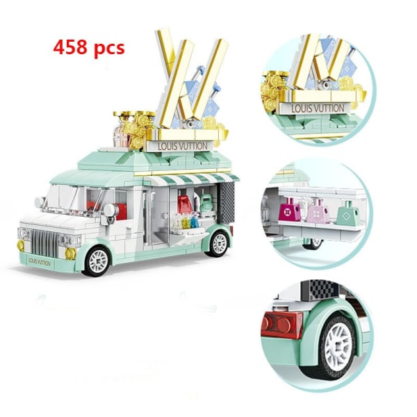 Mini Parts City Utflyktsbuss Kompatibel Friends Husbil Campingbil Prinsessmodell Byggklossar Set Tegelstenar Leksaker För Flickor 00310 no box