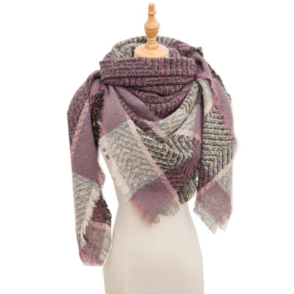 Nytt Høst- og Vintersjal Sirkelgarn Børste Fortykket Rutete Firkantet Skjerf Kappe scarfgirl1054SF 135cm