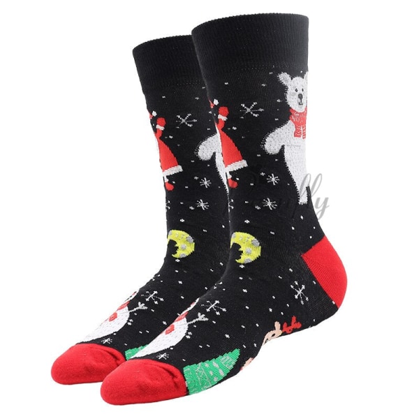 Julstrumpor PEONFLY Nya Färgglada Bomullsstrumpor Herrstrumpor Harajuku Hip Hop Roliga Tecknade Jultomten Kakor 48 EUR36-40