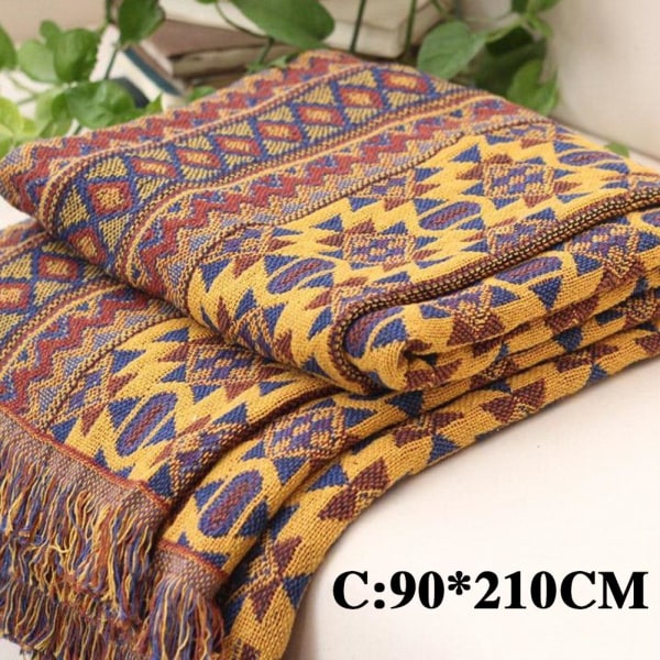 Förbättrad Vinter Bomull Vävda Linje Filt Soffa Handduk Stickad Förtjockad Varm Pad Mat Bohemian Boho Överkast Resepläd A Overseas