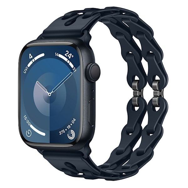 Urrem til Apple Watch iWatch 38/40/41/42mm midnatsfarve sort spænde