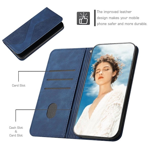 Samsung Galaxy S20 Fe Etui, PU Læder Flip Cover Magnetisk Lukning Tegnebog Kort Slots Stand Etui Blue