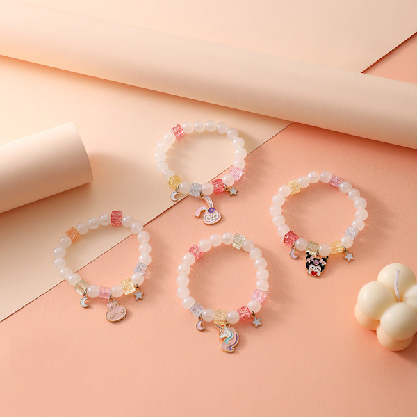 Litet Armband Ornament Koreansk Stil Fräsch Söt Clow M Kristallpärlor Barn Student Armband Dam 573E White Bear