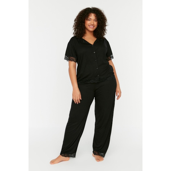 Mustat pitsineulotut pyjamat TBBSS22PT0623 Black 4XL