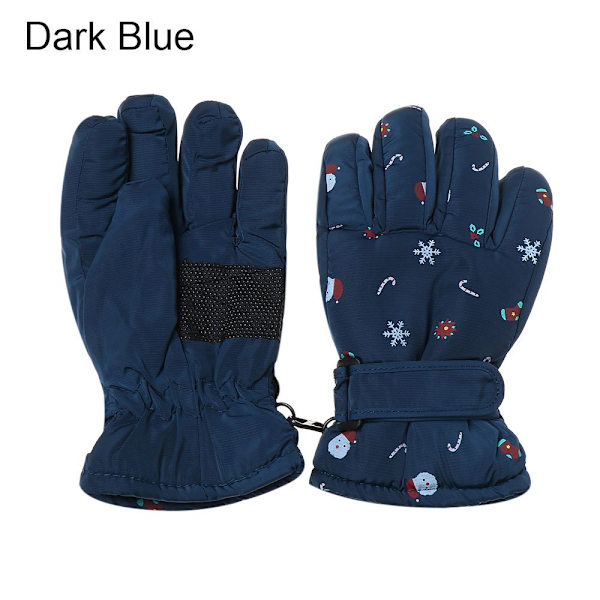 1 Par Barnskidhandskar Långärmade Vantar Vinter Vindtät Vattentät Tjock Varm Halkfri Rådjur Kanin 7-14 År Dark Blue