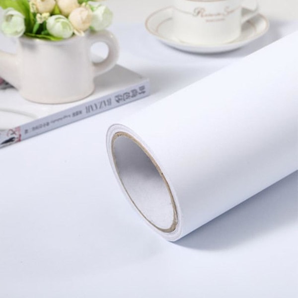 Självhäftande, Vattentät och Avtagbar Vinyltapet Matt Vit 40cm x 2m Matt White 40cm x 2m