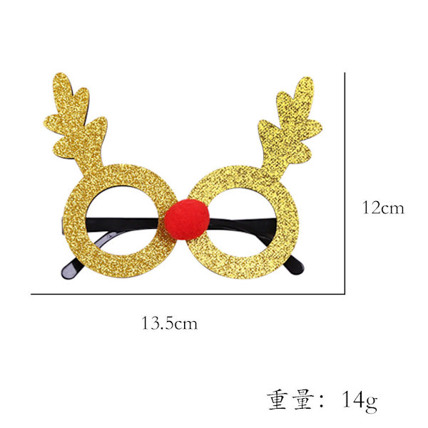Julepynt Juleprodukter Snemand Gevirer Julebriller Dekoration Festartikler Round Frame gold antlers