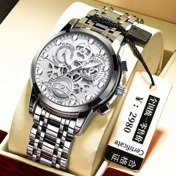 Herrklocka Shopee Hollow Helautomatisk Vattentät Klocka Självlysande Quartzklocka One Piece Gold shell
