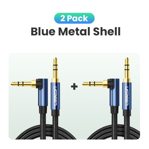 UGREEN Aux Kabel Højttalerkabel 3.5mm Kabel til Bil Hovedtelefon Audio 3.5mm Jack Højttaler til Samsung Xiaomi Kabel Aux 3.5mm Blue Metal --2 Pack 0.5m