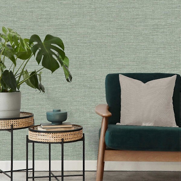 Crown Wallcoverings Akina Textur Salviagrön Tapet