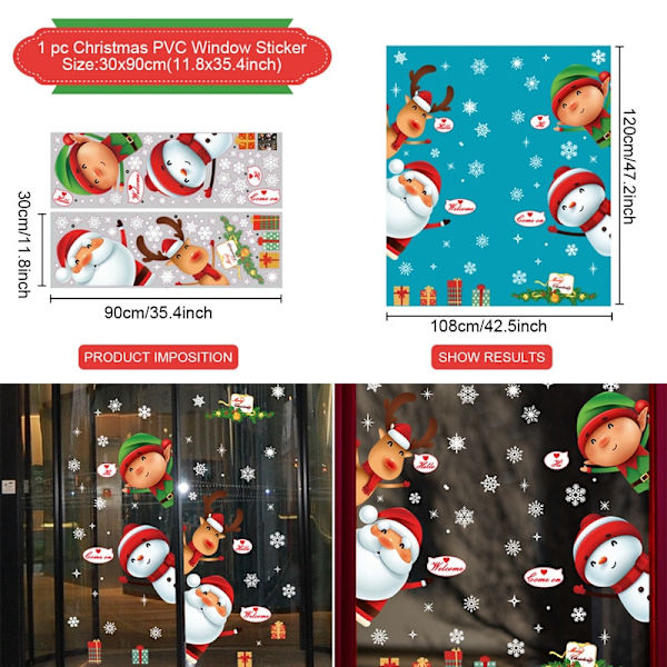 Jul Vägg Fönster Stickers God Jul Dekoration För Hem Julpynt Xmas Navidad Gåva Nyår 17