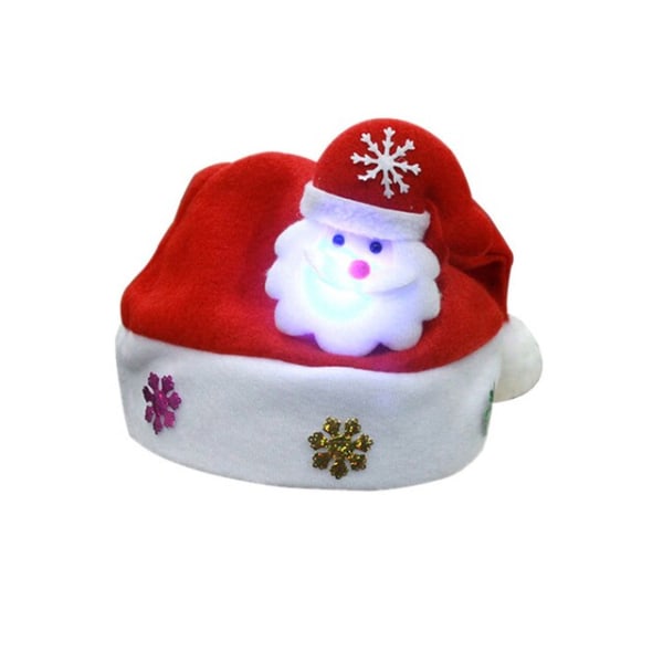 Glædelig Jul Hat Lysende LED Nytår Navidad Hue Snemand Elg Julemandshatte Til Børn Voksne Julegave Dekoration 4 child