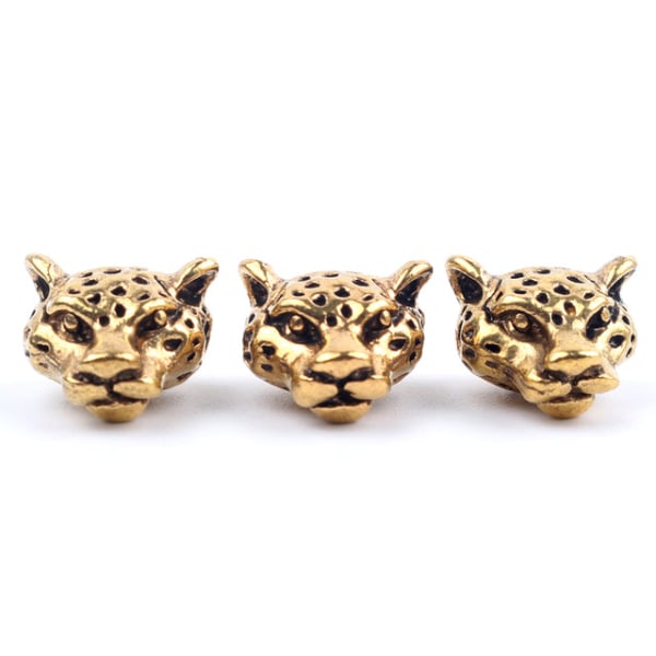 10 st Antika Uggla Lejon Buddha Leopard Huvud Distanspärlor Berlock DIY Armband Halsband Pärlor för Smyckestillverkning Tillbehör Leopard silver 10pcs