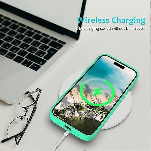 Kompatibelt Skal för iPhone 16, Flytande Silikon, Mjukt Foder, Stötsäkert Telefonskydd Green