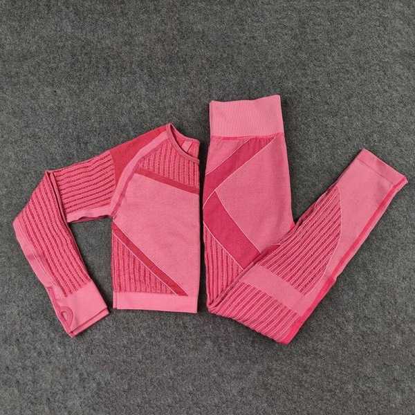 Set tvådelad bh-leggings fitness för kvinnor Watermelon Red XS