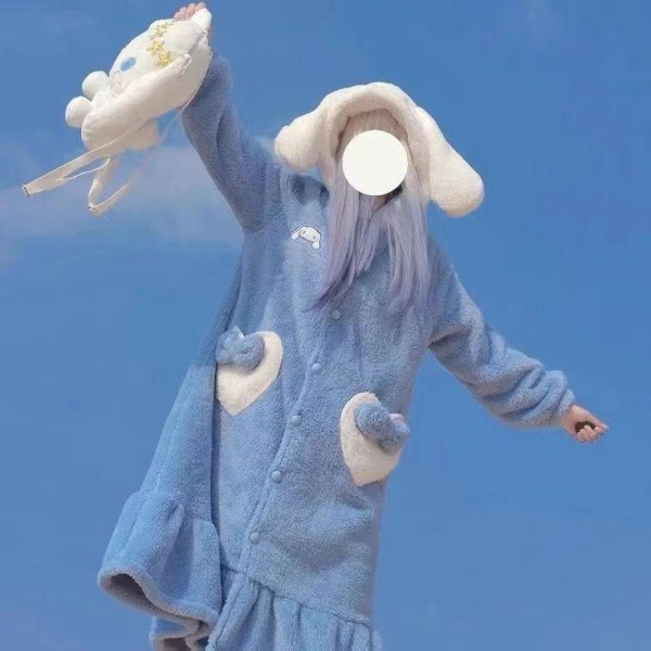 Söpöt Cinnamorol Talvi Flanelli Paksut Pyjamat Naisten Oloasu Pyjamat Yöpaita Like the picture 2XL