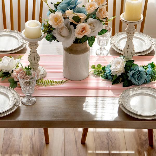 Chiffon bordløber hvid bryllup simpel hotelbord Fest festdekoration dug Bordløber Love Pink 73*220cm
