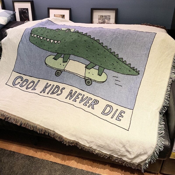 Uformelle tepper, teppedekorasjon, gitar, kvinne, Matisse-teppe, sofa, fritidsteppe, enkelt billedvev, sofateppe, pledd Cool kids never die 125X150cm