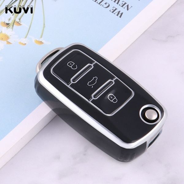 2 3 Knappar TPU Bilnyckelfodral Skal Fob För MK4 Bora Golf 4 5 6 Jetta Passat Polo Bora Touran Skoda Seat 2 Button White