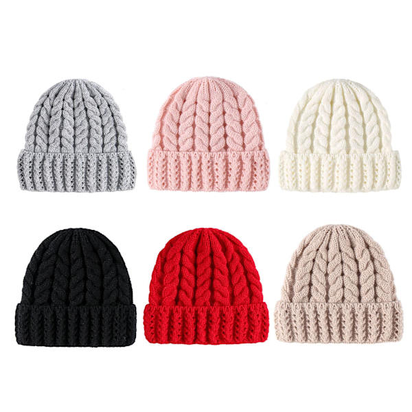 Ny Höst och Vinter Förälder-Barn Stickad Ullmössa Grossist Enfärgad Mamma Baby Twist Varm Hatt White Adult