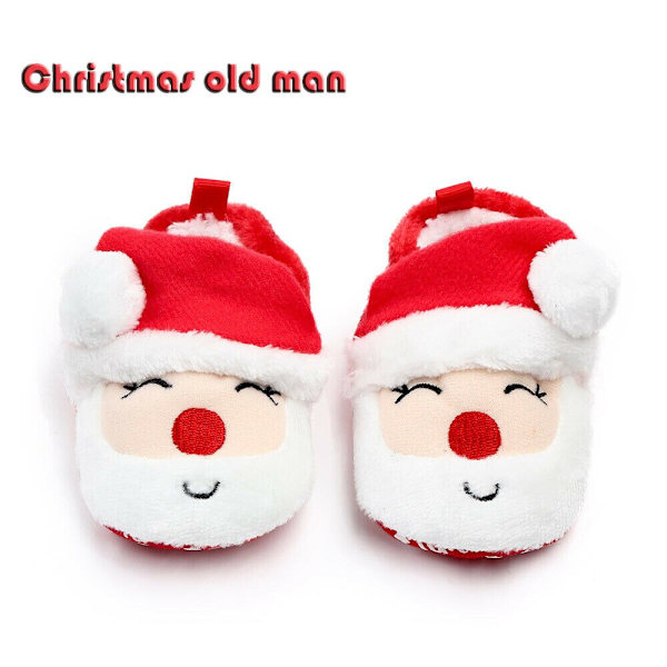 pudcoco Party Jul Baby Bomullsskor Barn Stövlar Pojkar Flickor Baby Söta Tecknade Varma Skor Pojkar Flickor Förtjockning Första Stegen Christmas old man 12