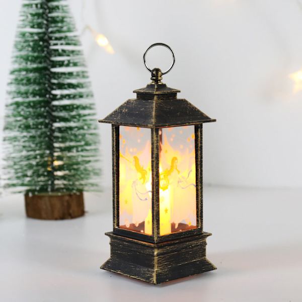 Jul Stormlykt Lysestake Lampe Liten Nattlampe Gammel Snømann Dekor Liten Nattlampe Skrivebordsdekorasjon Small brush Golden Angel