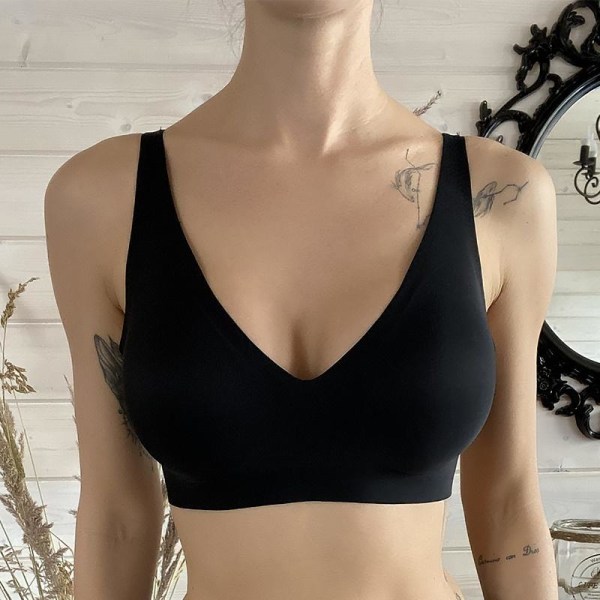 Sexig Sömlös BH Bygelfri Mjuk Underkläder Dam Push Up Damunderkläder Vadderad BH Beige M