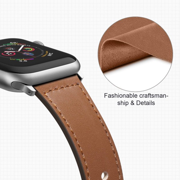Læderrem til Apple Watch rem 44mm 40mm 42mm 38mm Smartwatch Tilbehør armbånd iWatch 3 4 5 SE 6 7 Ivory 38mm or 40mm