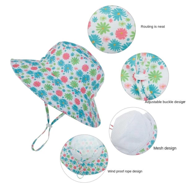 Sommer Baby Solhat Børn Udendørs Nakke Øre Dækning Anti UV Beskyttelse Strandhatte Drenge Piger Svømmehatte Til 0-8 År as pictures1 for 0-6 months