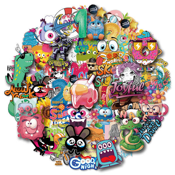 50 kpl Skateboard Graffiti -tarroja kitaralle, autolle, kupille, koristeellisia tarroja pojille ja tytöille Default Title