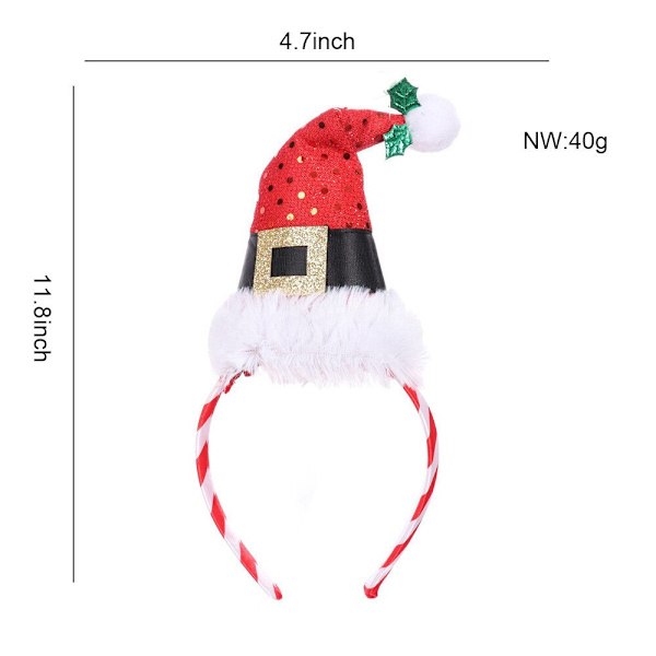 Flickor Julhårband Paljetter Hårboll Tomte Julgran Hårband Hatt Julklapp till Barn Jul MULTI