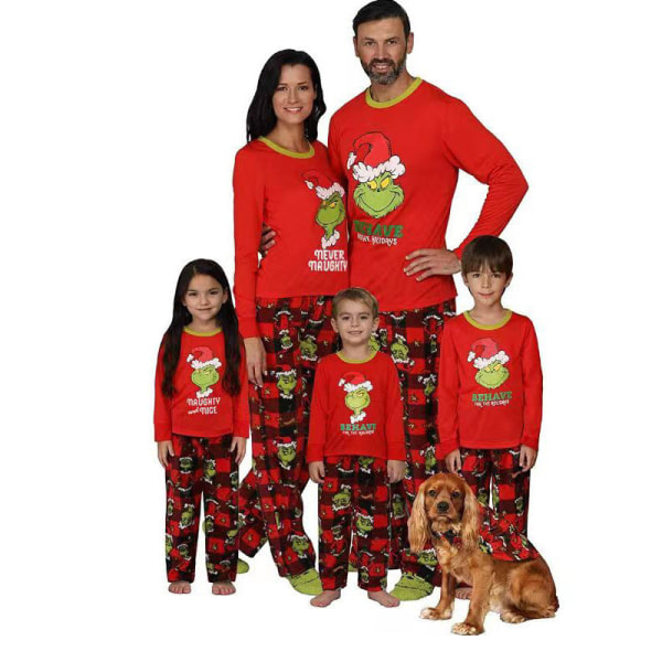 Julpyjamas Matchande Familjepyjamas Höst och Vinter Nya Hem Pyjamas Set Önsketryck Förälder-Barn Set Picture color Dad 2XL