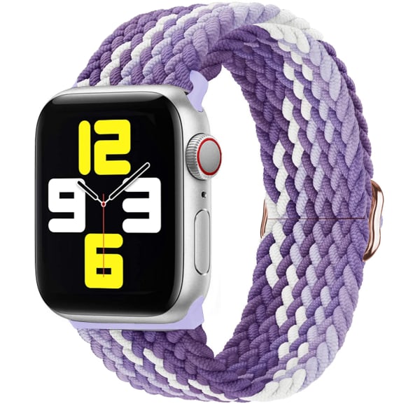 Flätad solo-öglerem För Apple Watch -band 44mm 40mm Series 7 6 54SE Justerbar elastisk nylon för iwatch 3 42mm 38mm Armband Black For 42mm-44mm-45mm