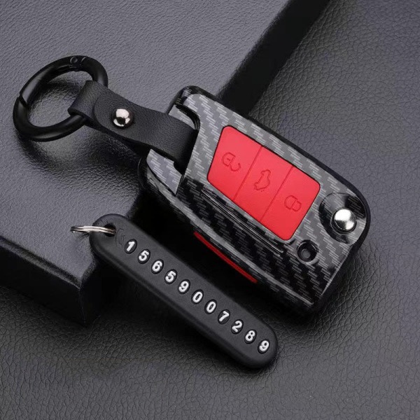 ABS Silikoni Auton Avaimen Kuori Polo Golf 7 MK7 Tiguan passatille Skoda Octavia Kodiaq Karoqille Seat Ateca Leonille B-carbon red