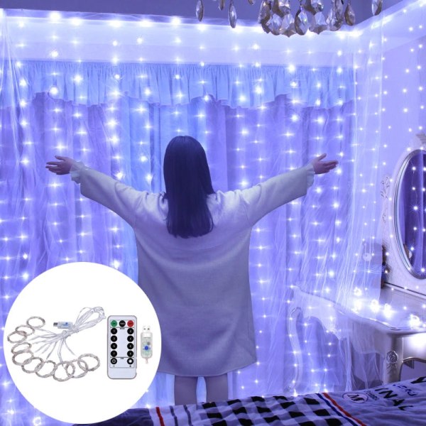 3m Hyvää Joulua LED-valoketjuverho Jouluvalot Garland Joulukoristeet Kotiin Joulukoristeet Navidad Uusi Vuosi 2024 White 3MX2M 200LED